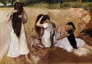 Edgar Degas Girls comb the hair painting
